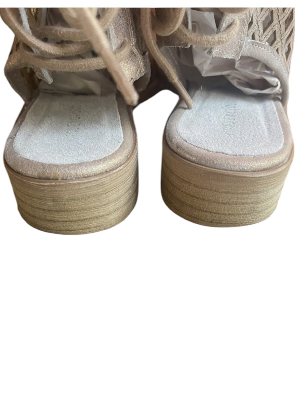 MUSSE & CLOUD Woven Open-Toe Aimy Ankle Booties in Rose Gold Size 8.5 - Picture 6 of 10